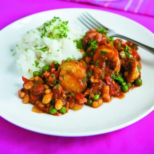 Curried sausage casserole