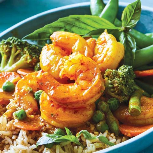Yellow prawn curry