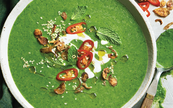 Thai green pea blender soup